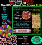 CRAZY Penny Wheel Buy THIS 1989-p solid Red BU Lincoln 1c roll & get 1-10 BU Red rolls FREE WOW
