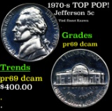 Proof 1970-s Jefferson Nickel TOP POP! 5c Graded GEM++ Proof Deep Cameo By USCG