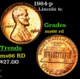 1964-p Lincoln Cent 1c Grades GEM+ Unc RD