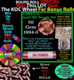 CRAZY Penny Wheel Buy THIS 1994-d solid Red BU Lincoln 1c roll & get 1-10 BU Red rolls FREE WOW