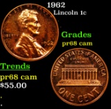 Proof 1962 Lincoln Cent 1c Grades GEM++ Proof Cameo