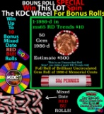 1-10 FREE BU RED Penny rolls with win of this 1986-d SOLID RED BU Lincoln 1c roll incredibly FUN whe