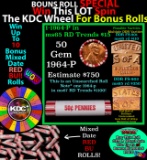 CRAZY Penny Wheel Buy THIS 1964-p solid Red BU Lincoln 1c roll & get 1-10 BU Red rolls FREE WOW