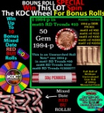 1-10 FREE BU RED Penny rolls with win of this 1994-p SOLID RED BU Lincoln 1c roll incredibly FUN whe