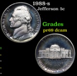 Proof 1988-s Jefferson Nickel 5c Grades GEM++ Proof Deep Cameo