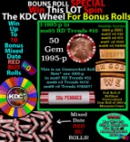 1-10 FREE BU RED Penny rolls with win of this 1995-p SOLID RED BU Lincoln 1c roll incredibly FUN whe
