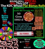 1-10 FREE BU RED Penny rolls with win of this 1982-d SOLID RED BU Lincoln 1c roll incredibly FUN whe