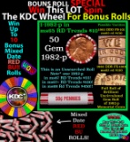 1-10 FREE BU RED Penny rolls with win of this 1982-p SOLID RED BU Lincoln 1c roll incredibly FUN whe