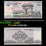 2008 Upper Korea 500 Won Banknote P# 63s, Specimen Grades Gem+ CU