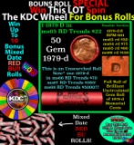CRAZY Penny Wheel Buy THIS 1979-d solid Red BU Lincoln 1c roll & get 1-10 BU Red rolls FREE WOW