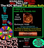 1-10 FREE BU RED Penny rolls with win of this 1960-p SOLID RED BU Lincoln 1c roll incredibly FUN whe