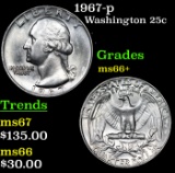 1967-p Washington Quarter 25c Grades GEM++ Unc