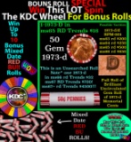 1-10 FREE BU RED Penny rolls with win of this 1973-d SOLID RED BU Lincoln 1c roll incredibly FUN whe