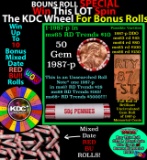 1-10 FREE BU RED Penny rolls with win of this 1987-p SOLID RED BU Lincoln 1c roll incredibly FUN whe