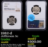 NGC 1982-d Jefferson Nickel 5c Graded ms66 By NGC