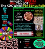 CRAZY Penny Wheel Buy THIS 1999-d solid Red BU Lincoln 1c roll & get 1-10 BU Red rolls FREE WOW