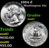 1984-d Washington Quarter 25c Grades GEM++ Unc