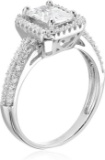 Decadence Sterling SIlver 5x7mm Emerald Pave  Ring Size 7