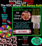 CRAZY Penny Wheel Buy THIS 1994-d solid Red BU Lincoln 1c roll & get 1-10 BU Red rolls FREE WOW