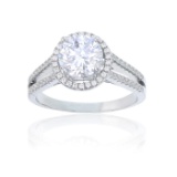 Decadence Sterling SIlver Round Cut Halo Split Shank  Ring Size 6