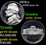 Proof 1974-s Jefferson Nickel 5c Grades GEM++ Proof Deep Cameo