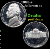 Proof 1988-s Jefferson Nickel 5c Grades GEM++ Proof Deep Cameo