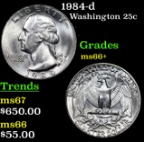 1984-d Washington Quarter 25c Grades GEM++ Unc