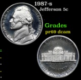 Proof 1987-s Jefferson Nickel 5c Grades GEM++ Proof Deep Cameo