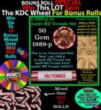 CRAZY Penny Wheel Buy THIS 1989-p solid Red BU Lincoln 1c roll & get 1-10 BU Red rolls FREE WOW