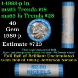 BU Shotgun Jefferson 5c roll, 1998-p 40 pcs N.F. String & Son $2 Nickel Wrapper