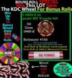 CRAZY Penny Wheel Buy THIS 1960-d solid Red BU Lincoln 1c roll & get 1-10 BU Red rolls FREE WOW