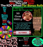 1-10 FREE BU RED Penny rolls with win of this 2001-p SOLID RED BU Lincoln 1c roll incredibly FUN whe