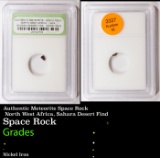 Authentic Meteorite Space Rock North West Africa, Sahara Desert Find Graded By INB