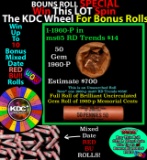 1-10 FREE BU RED Penny rolls with win of this 1960-d SOLID RED BU Lincoln 1c roll incredibly FUN whe