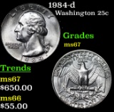 1984-d Washington Quarter 25c Grades GEM++ Unc