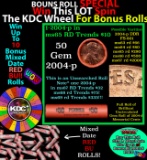 1-10 FREE BU RED Penny rolls with win of this 2004-p SOLID RED BU Lincoln 1c roll incredibly FUN whe
