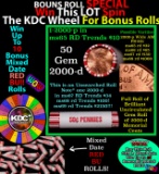 CRAZY Penny Wheel Buy THIS 2000-p solid Red BU Lincoln 1c roll & get 1-10 BU Red rolls FREE WOW