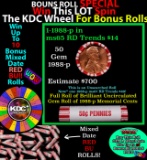 1-10 FREE BU RED Penny rolls with win of this 1988-p SOLID RED BU Lincoln 1c roll incredibly FUN whe