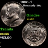 1980-d Kennedy Half Dollar 50c Grades GEM++ Unc