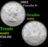 1963 Canada Silver Dollar 1 Grades Select Unc