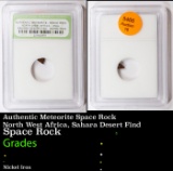 Authentic Meteorite Space Rock North West Africa, Sahara Desert Find Graded By INB