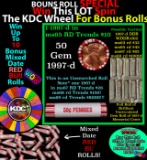 CRAZY Penny Wheel Buy THIS 1997-d solid Red BU Lincoln 1c roll & get 1-10 BU Red rolls FREE WOW