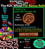 1-10 FREE BU RED Penny rolls with win of this 1960-d SOLID RED BU Lincoln 1c roll incredibly FUN whe