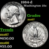 1984-d Washington Quarter 25c Grades GEM++ Unc