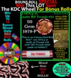 1-10 FREE BU RED Penny rolls with win of this 1979-p SOLID RED BU Lincoln 1c roll incredibly FUN whe