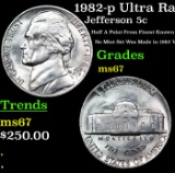1982-p Jefferson Nickel Ultra Rare Near TOP POP! 5c Grades GEM++ Unc