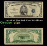 1953A $5 Blue Seal Silver Certificate Grades vf+