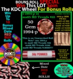 CRAZY Penny Wheel Buy THIS 1994-p solid Red BU Lincoln 1c roll & get 1-10 BU Red rolls FREE WOW