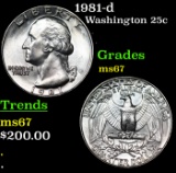 1981-d Washington Quarter 25c Grades GEM++ Unc