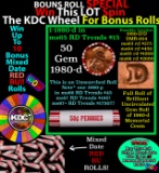 CRAZY Penny Wheel Buy THIS 1980-d solid Red BU Lincoln 1c roll & get 1-10 BU Red rolls FREE WOW